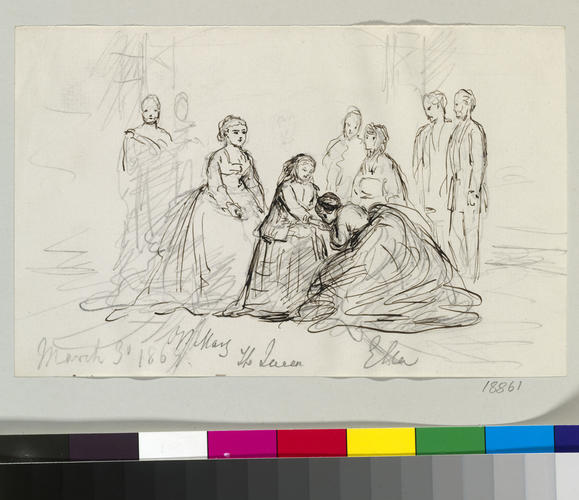 Ella Taylor presented to the Queen by Princess Mary at Kensington Palace, 3 March 1869