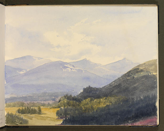 Master: Princess Helena's Sketch Book, 1868 - 1869
Item: View from Glen Beg looking towards Invercauld