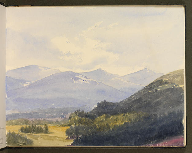 Master: Princess Helena's Sketch Book, 1868 - 1869
Item: View from Glen Beg looking towards Invercauld