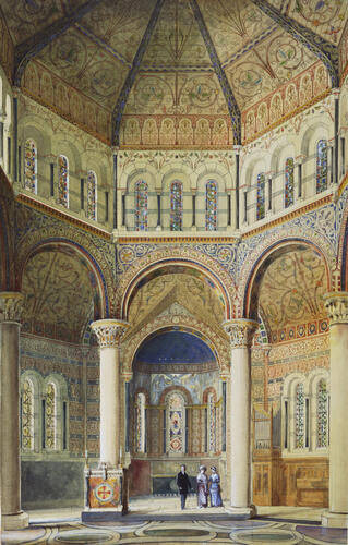 Baveno: Interior of the chapel of the Holy Evangelists, looking east