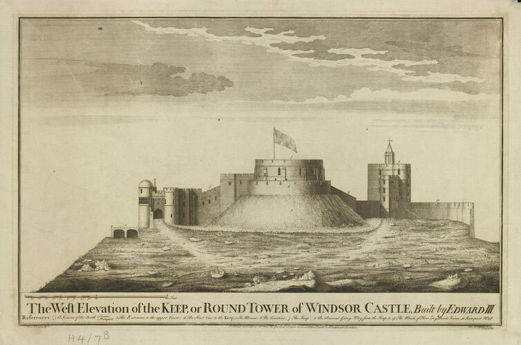The West Elevation of the Keep or Round Tower of Windsor Castle, built by Edward III