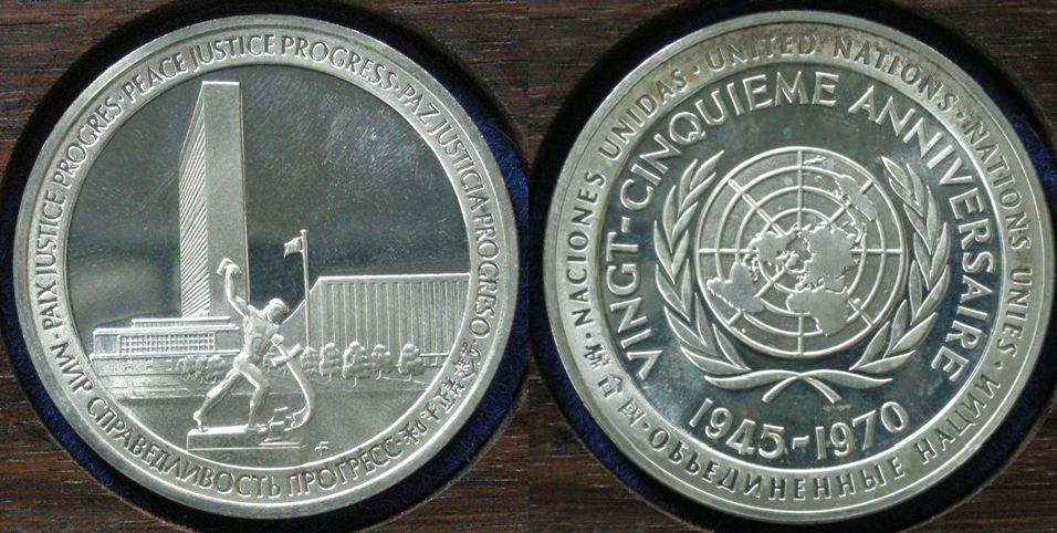 U. S. A. Medal commemorating the 25th Anniversary of the United Nations, 1970 U. S. A. Medal commemorating the 25th Anniversary of the United Nations, 1970