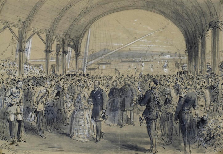 Visit of the Prince and Princess of Wales to Ireland, April 1868: Landing at Victoria Wharf, Kingstown, 15 April