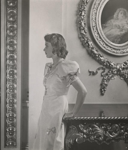 Princess Elizabeth, later Queen Elizabeth II (b. 1926), in the Bow Room, Buckingham Palace