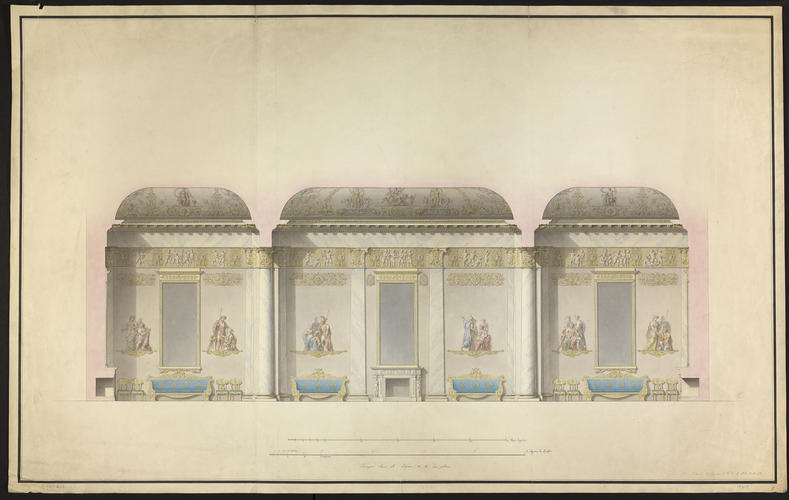 Elevation of the long wall of the White Hall, Mikhailovsky Palace, St Petersburg Elevation of the long wall of the White Hall, Mikhailovsky Palace, St Petersburg