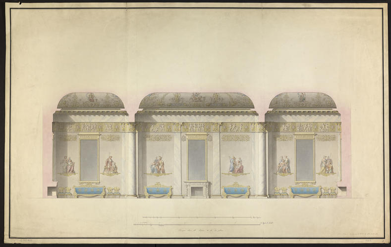 Elevation of the long wall of the White Hall, Mikhailovsky Palace, St Petersburg