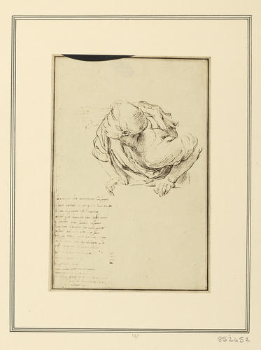 Sketch for a figure in the 'Disputa', other studies and fragment of a sonnet