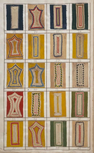 The Lace & method of looping the button holes of each regiment of infantry, as ordered by His Majesty, 19th December 1768. No. 1, From the 1st Regiment to the 70th