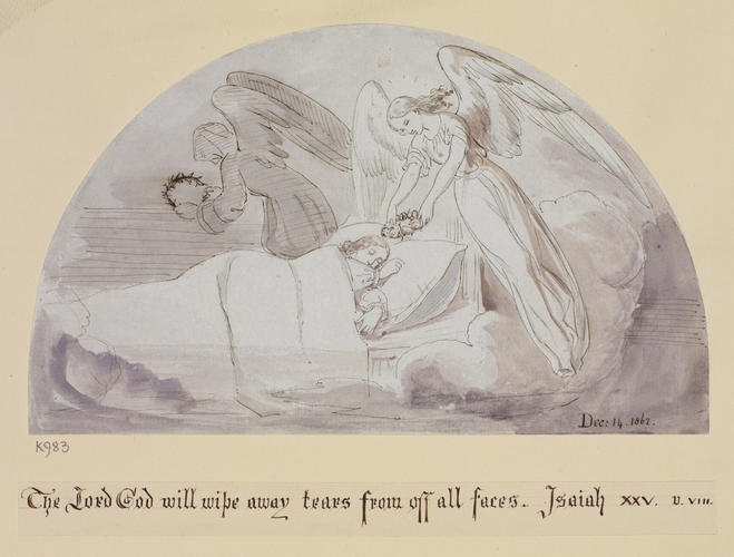 Two angels and a sleeping woman