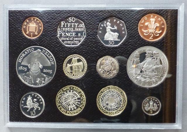 GREAT BRITAIN. 	Proof five pounds commemorating the Battle of Trafalgar
