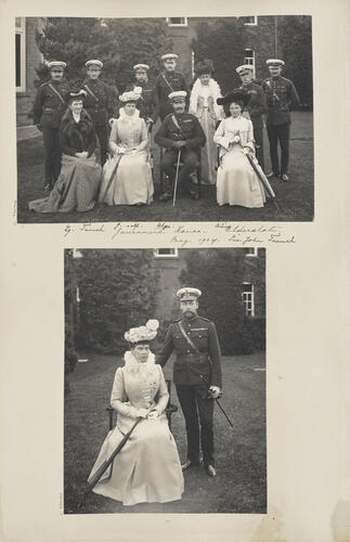 Group photograph including the Prince and Princess of Wales, taken at Aldershot, May 1904