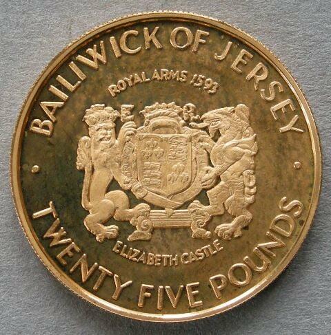 Jersey. Proof gold £25, 1972, commemorating the Silver Wedding of Elizabeth II Jersey. Proof gold £25, 1972, commemorating the Silver Wedding of Elizabeth II
