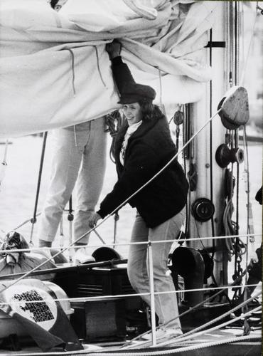HRH Princess Anne and HRH Prince Charles on board the yacht 'Bloodhound'