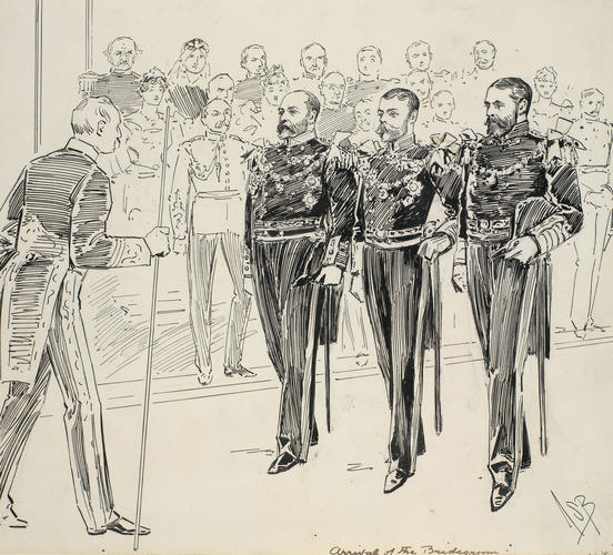 Marriage of the Duke and Duchess of York: the bridegroom and his supporters passing up the Chapel Royal to the altar, 6 July 1893 Marriage of the Duke and Duchess of York: the bridegroom and his supporters passing up the Chapel Royal to the altar, 6 July 1893