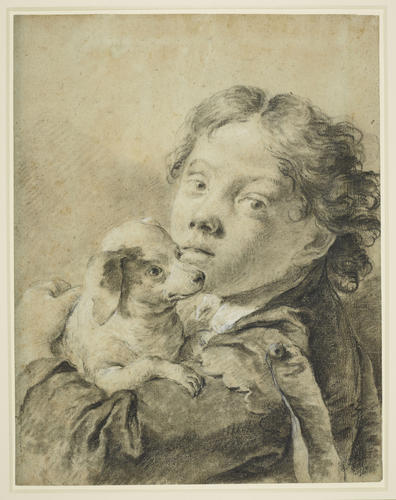 A boy with a dog