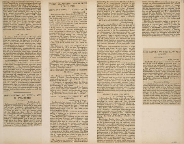 Newspaper extracts about the State Visit to Reval, June 5-14 1908 Newspaper extracts about the State Visit to Reval, June 5-14 1908