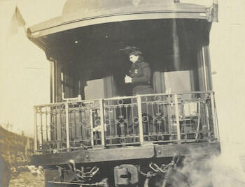Queen Mary on a train, Canadian Pacific Railway, September 1901 Queen Mary on a train, Canadian Pacific Railway, September 1901