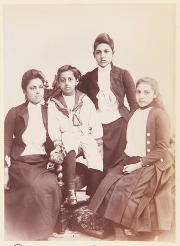 Princess Bamba, Princess Catherine, Princess Sophie and Prince Edward Duleep Singh, children of the Maharaja Duleep Singh. October 1889. [Album: Photographic Portraits vol. 6/64 1888-1893]