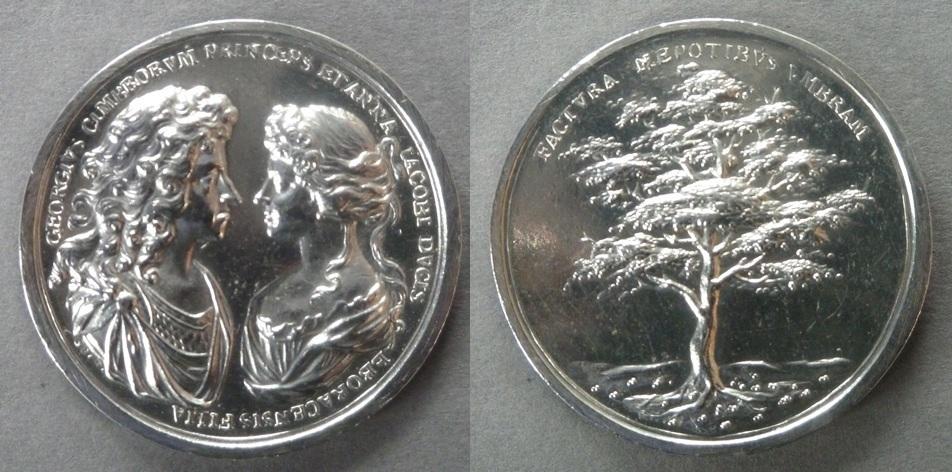 Medal commemorating the marriage of George, Prince of Denmark and Princess Anne Medal commemorating the marriage of George, Prince of Denmark and Princess Anne