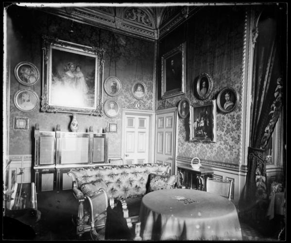 Glass plate negative of Room 235, York Tower, looking north east