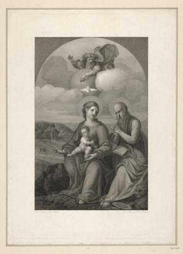 The Virgin and Child with St Jerome, being blessed by God the Father with the Dove of the Holy Spirit