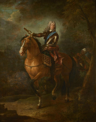 Portrait of a Man on Horseback with a Groom