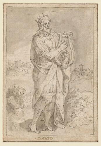 David playing the harp