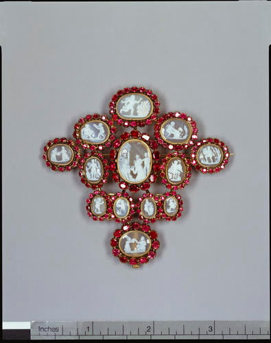 Cruciform brooch from a ruby parure with cameos