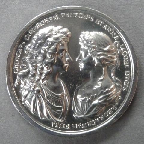 Medal commemorating the marriage of George, Prince of Denmark and Princess Anne Medal commemorating the marriage of George, Prince of Denmark and Princess Anne