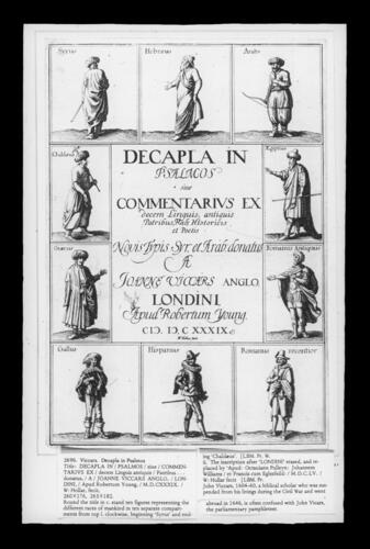 Viccars, 'Decapla in Psalmos'; title page Viccars, 'Decapla in Psalmos'; title page