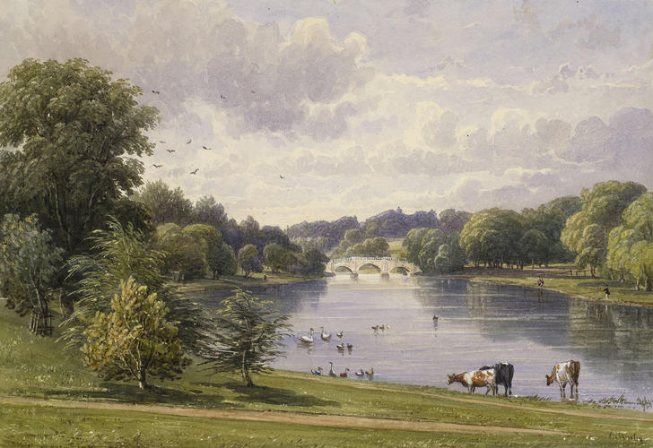 Brocket Hall: view from the house looking down the lake in the park