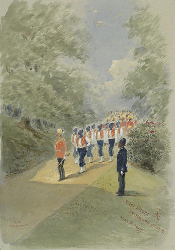 The Diamond Jubilee, June-July 1897: The West Indian Regiment marching onto the East Slope, Windsor Home Park, 2 July