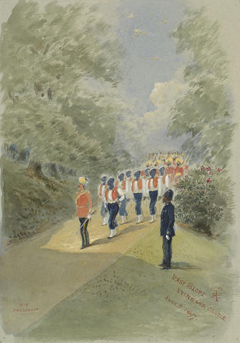 The Diamond Jubilee, June-July 1897: The West Indian Regiment marching onto the East Slope, Windsor Home Park, 2 July The Diamond Jubilee, June-July 1897: The West Indian Regiment marching onto the East Slope, Windsor Home Park, 2 July
