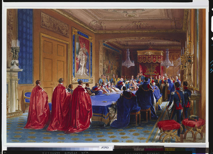 Queen Victoria investing Louis-Philippe with the Garter, 11 October 1844