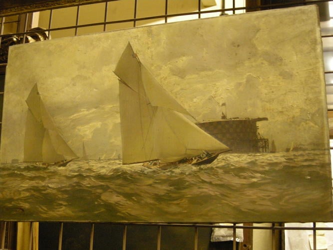 Britannia and Navahoe (?) racing in the Solent, 1893 Britannia and Navahoe (?) racing in the Solent, 1893