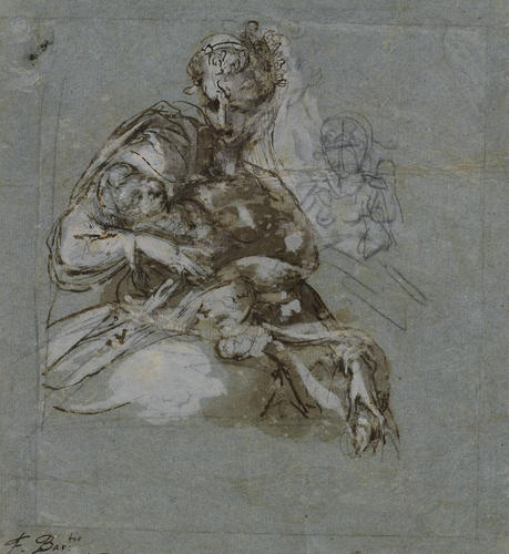 Recto: A seated youth holding a staff and book. Verso: The Madonna and Child Recto: A seated youth holding a staff and book. Verso: The Madonna and Child