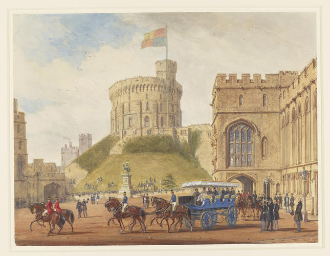 Queen Victoria driving out with Louis-Philippe from the Quadrangle, Windsor Castle