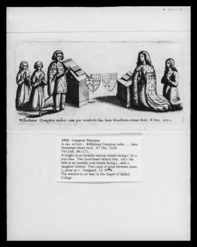 Figures and Coats of ArRms in Stained Glass Windows at Compton Winyates, Warwickshire
