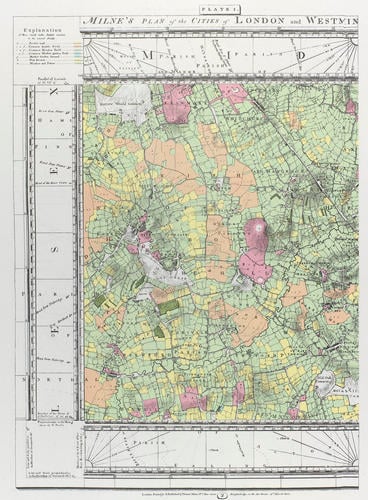 Thomas Milne's Land Use Map of London and Environs in 1800