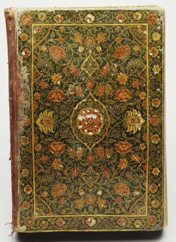 Master: Mughal album of portraits, animals and birds.
Item: Binding of Mughal album of portraits, animals and birds Master: Mughal album of portraits, animals and birds.
Item: Binding of Mughal album of portraits, animals and birds