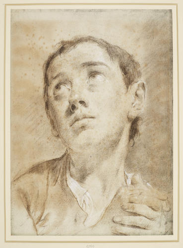 The head of a boy praying