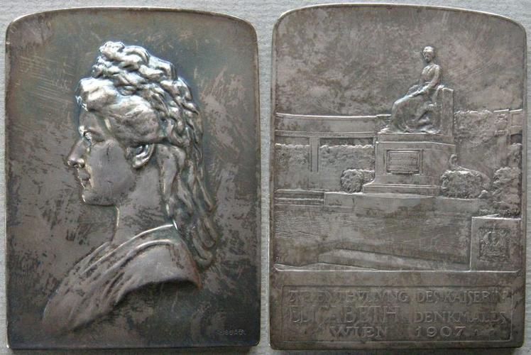 Austria. Plaque commemorating the unveiling of the monument to the Empress Elizabeth at Vienna Austria. Plaque commemorating the unveiling of the monument to the Empress Elizabeth at Vienna