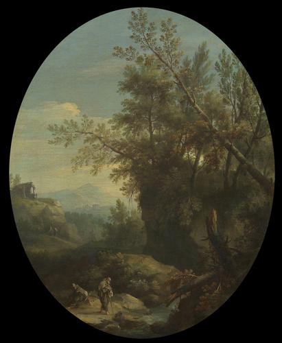 A Rocky Wooded Landscape with Hermits