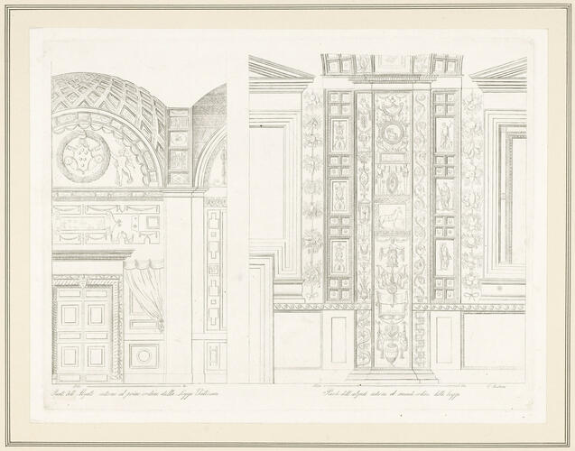 Elevations of two sections of the Logge on the first and second floors of the Vatican palace