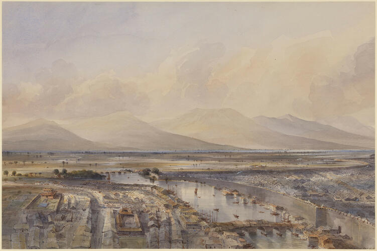 Sketch from the top of the Porcelain Tower, the Yang-tze-Kiang in the distance