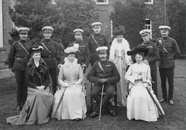 Group photograph including the Prince and Princess of Wales, taken at Aldershot, May 1904