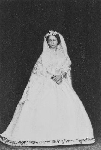 Princess Alice (Princess Louis of Hesse) in her wedding dress, July 1862 [in Portraits of Royal Children Vol. 6	1862-1863]
