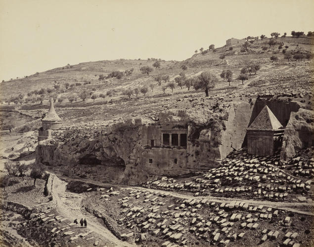 View in the Valley of Jehoshaphat [Tomb of Absalom and Tomb of Zechariah, Kidron Vallery, Jerusalem]