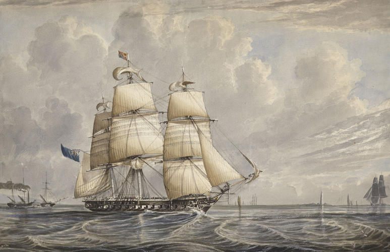 HMM Forte off the Eddystone Lighthouse, 5 August 1833
