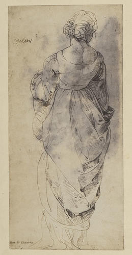 A female figure seen from the rear